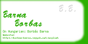 barna borbas business card